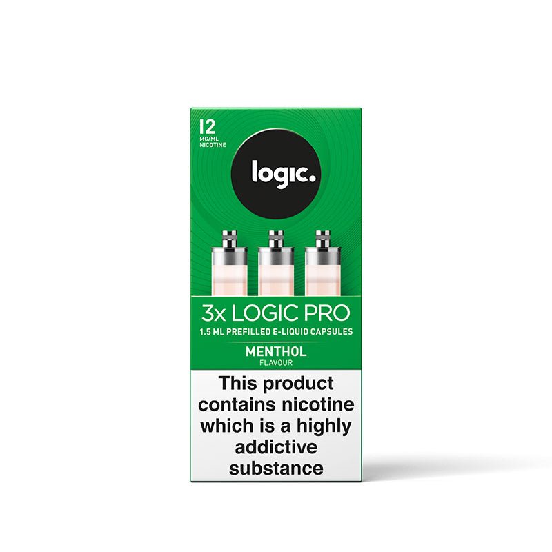 3 x Logic Pro E - Cigarette Menthol 12MG 3 x 1.5ml E - Liquid Capsules (New) - Gadget Converters