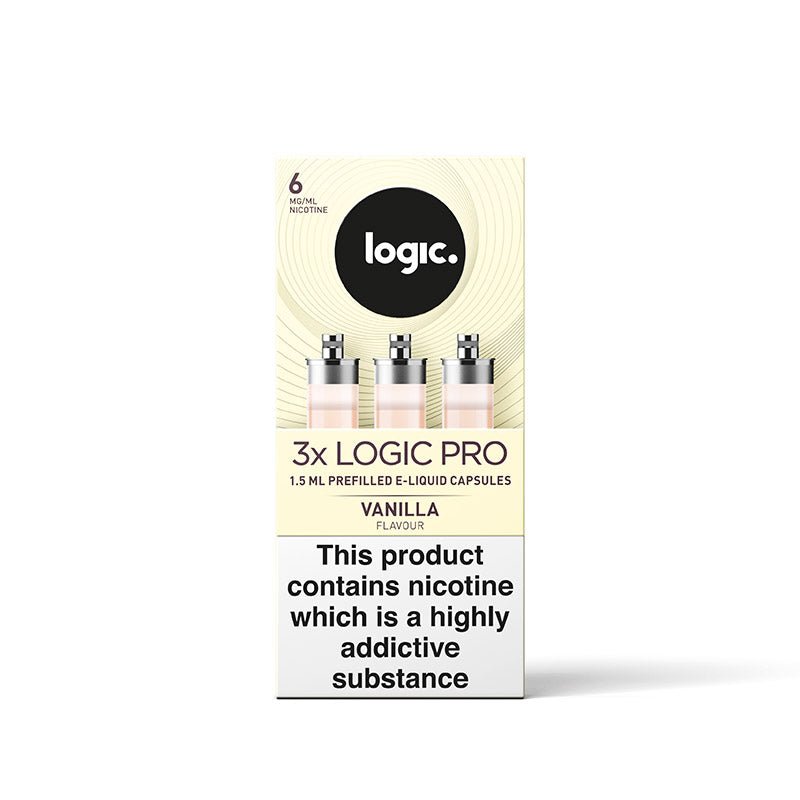 3 x Logic Pro E - Cigarette Vanilla 6MG 3 x 1.5ml E - Liquid Capsules (New) - Gadget Converters