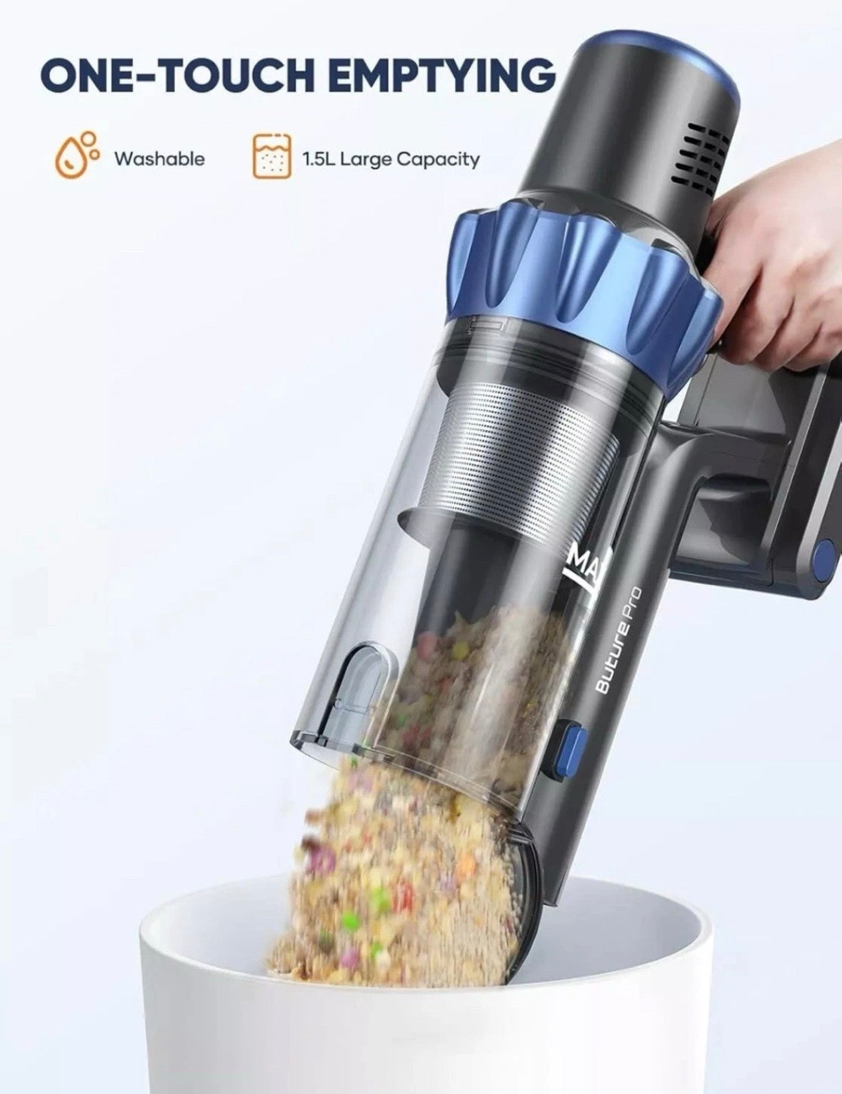 INTETURE Cordless Vacuum Cleaner 450W/40Kpa, Powerful Stick Hoover Pets, Carpet