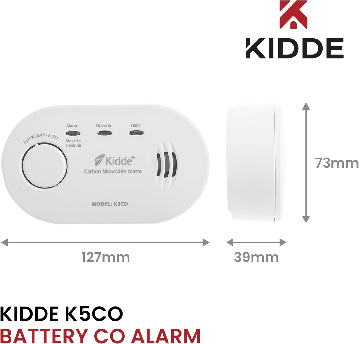 Carbon Monoxide Detector 10 Year Life - Kidde 5CO (New)