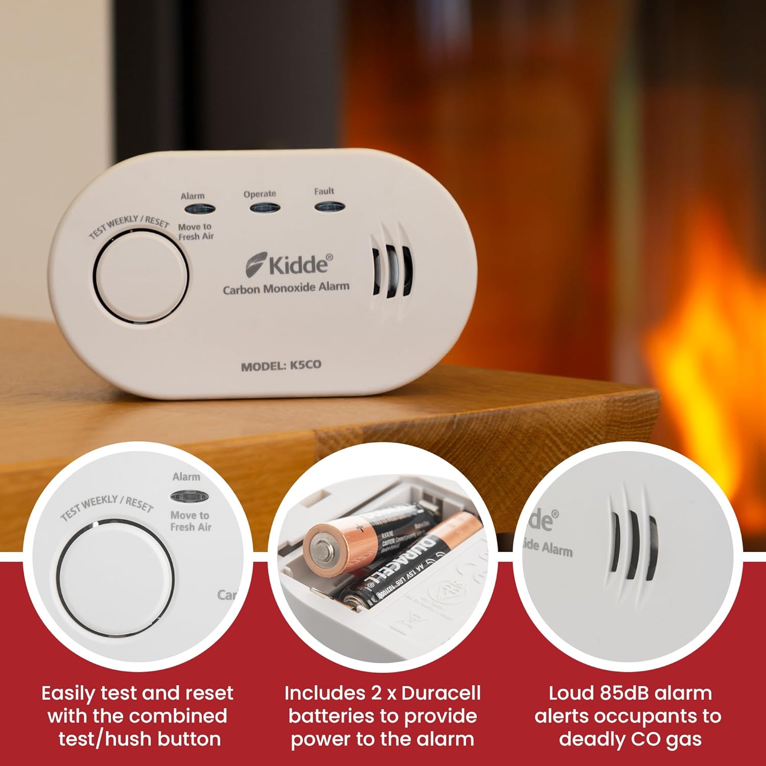 Carbon Monoxide Detector 10 Year Life - Kidde 5CO (New)