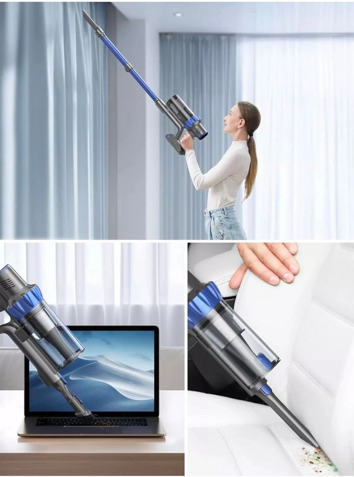 INTETURE Cordless Vacuum Cleaner 450W/40Kpa, Powerful Stick Hoover Pets, Carpet