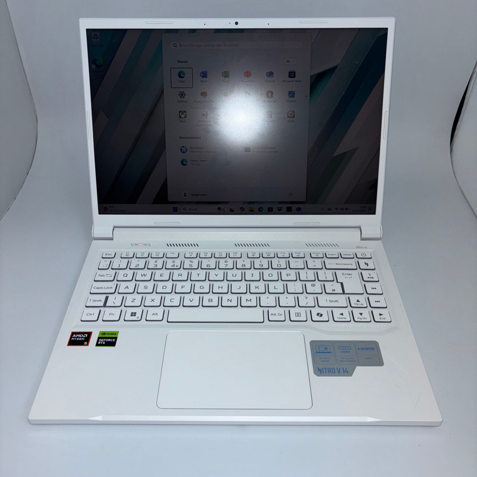 Acer Nitro V14 Gaming Laptop – Ryzen 5, RTX 3050, 14.5" FHD – White