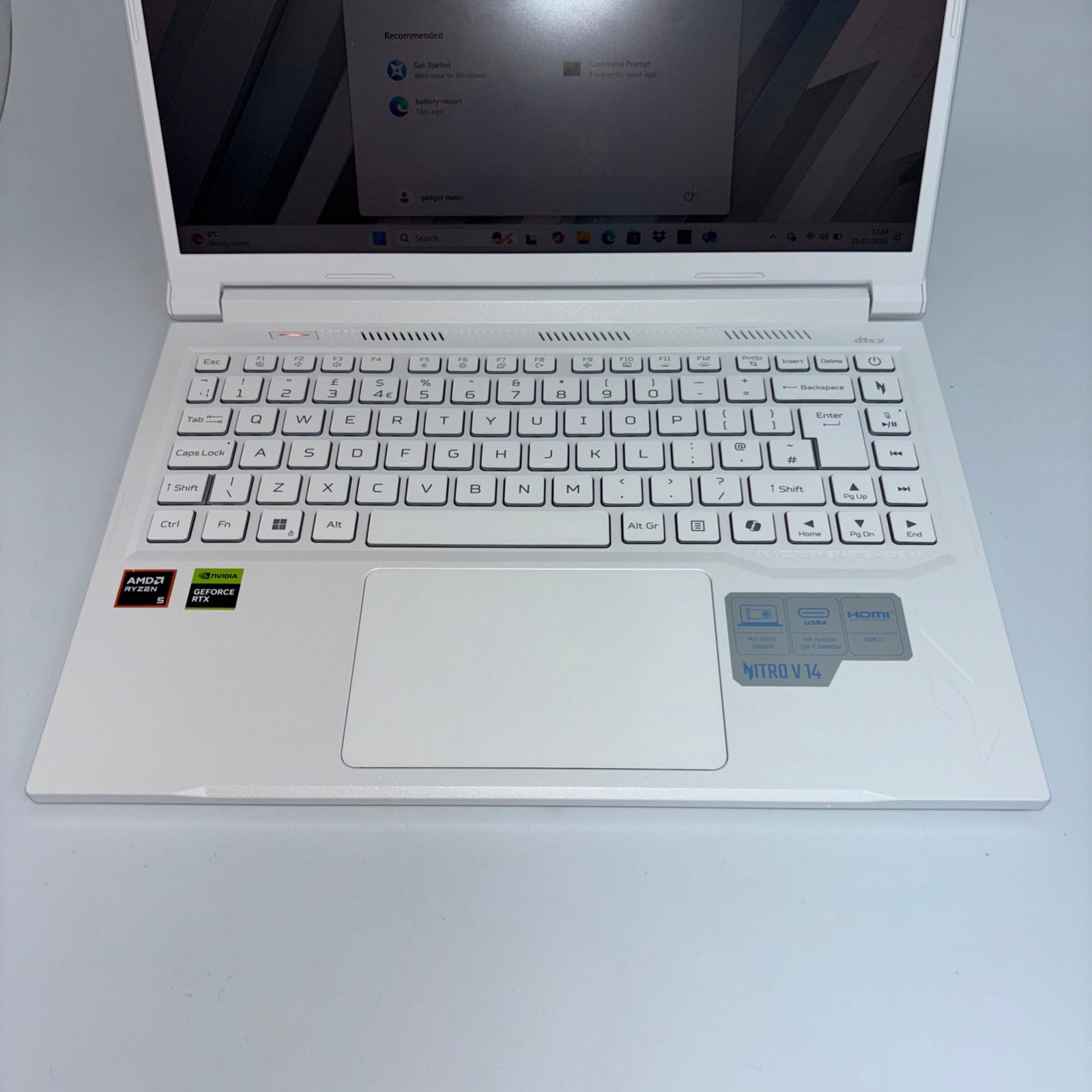 Acer Nitro V14 Gaming Laptop – Ryzen 5, RTX 3050, 14.5" FHD – White