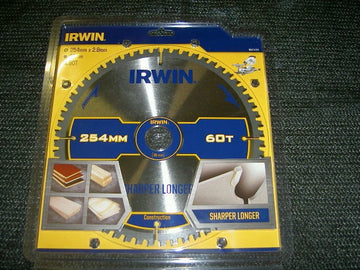 IRWIN IRW1897429 254 x 30mm 60-Teeth Construction Circular Saw Blade with ATB Tooth Grind/ Negative Hook