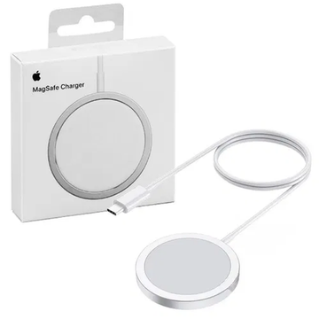 Apple MagSafe Charger for iPhone wireless charging, showing the sleek magnetic pad and compact design.