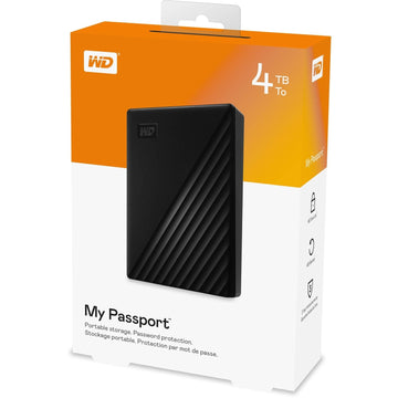 Original Western Digital 4TB My Passport Black USB 3.2 Gen 1 Portable Hard Drive (New)