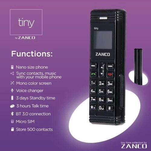 ZANCO Tiny Worlds Smallest Mobile Phone (New)