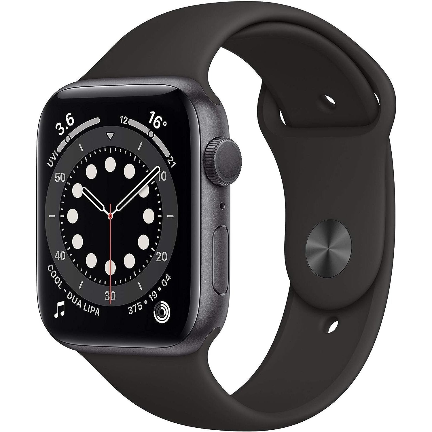 Apple Watch Series 6 44mm (GPS) - Graphite Stainless Steel Case with Black Sport Band - Gadget Converters