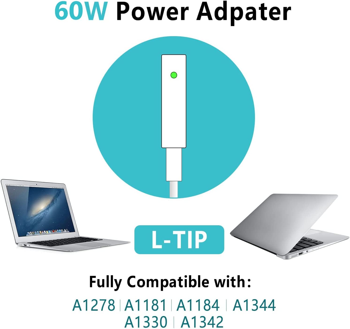 Compatible for Macbook Pro Power Adapter,Replacement 60W L-Tip Power S