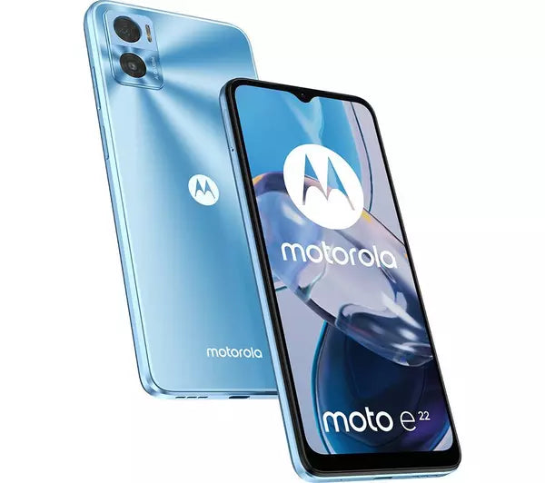 Motorola E22 64GB Mobile Phone - Crystal Blue (New)