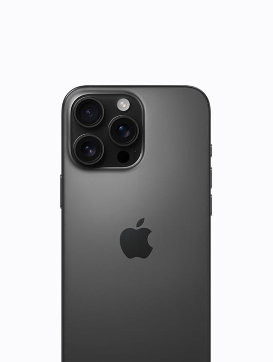 Apple iPhone 16 Pro Max black titanium rear view with triple-lens camera module