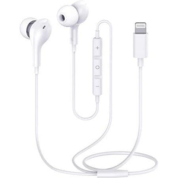 White Lightning wired earphones with inline remote for iPhone 7 to 11