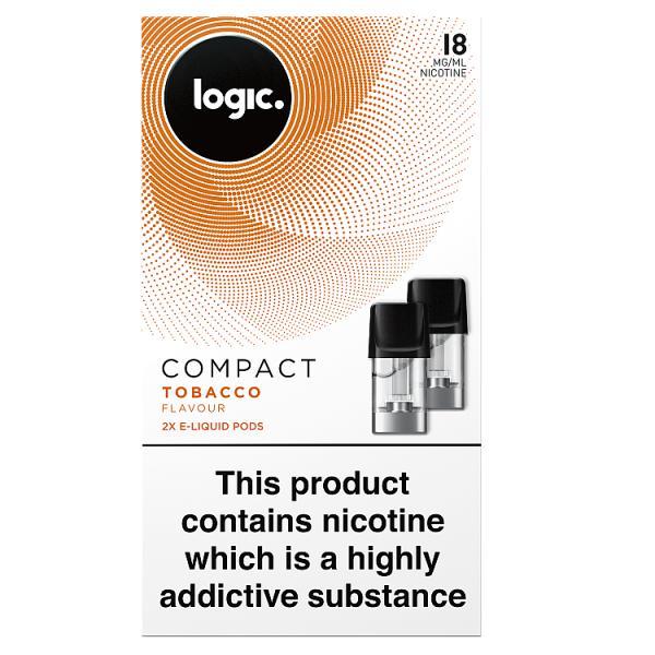 Logic Compact E - Cigarette Tobacco 18MG 2 x 1.7ml E - Liquid Pods (New) - Gadget Converters