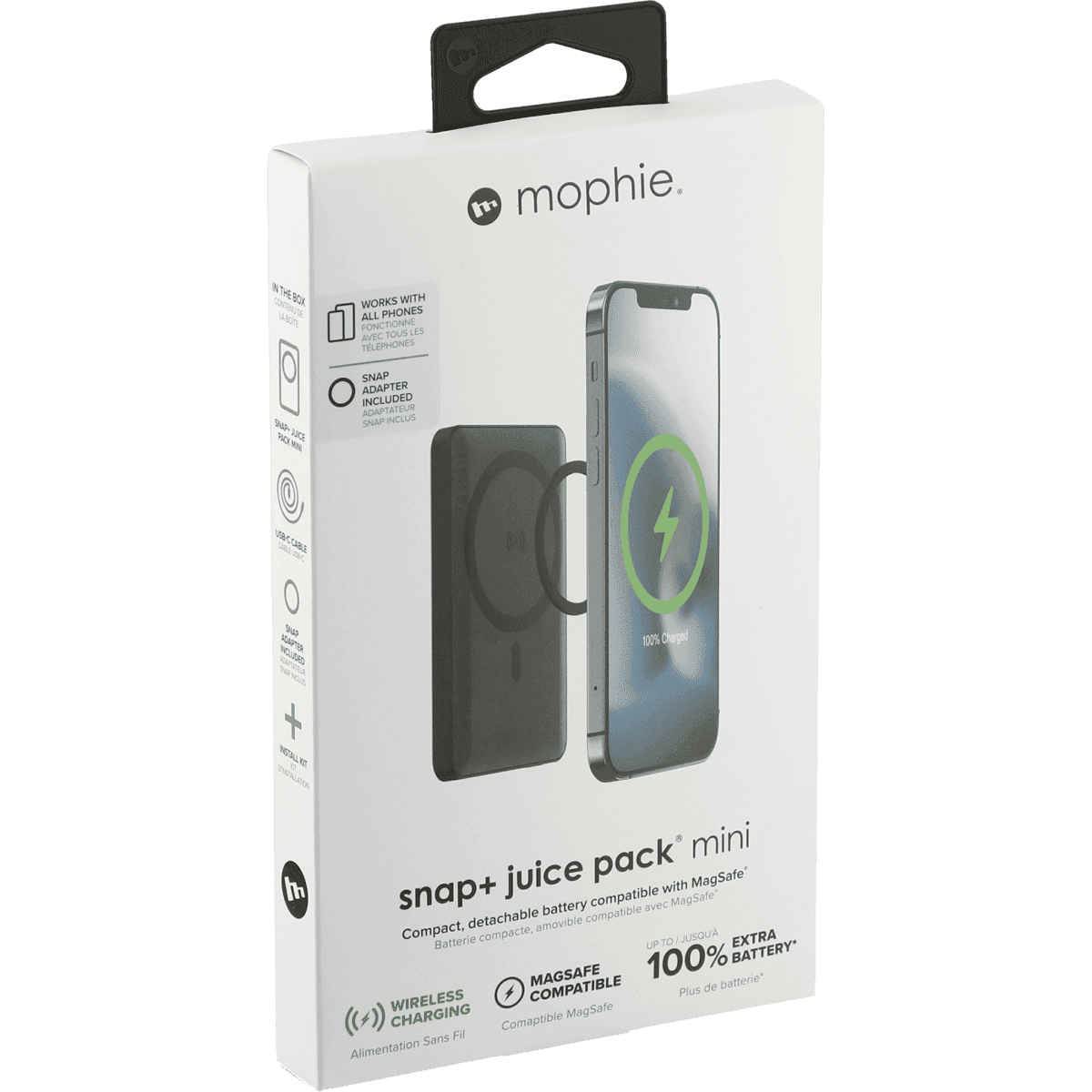 ZAGG Mophie Snap+ Juice Pack Mini, 5000mAh, Magsafe Wireless Charging, Qi-enabled, Slim Design, Black (New)