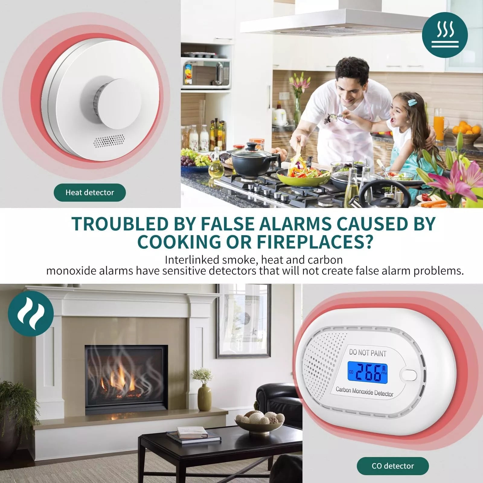 Safeliveo Wireless Interlinked Wifi Smoke, Heat & Carbon Monoxide Alarm Set - Gadget Converters