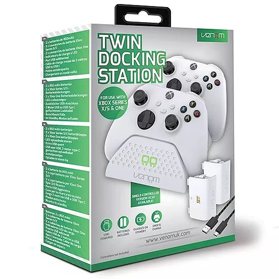 Venom twin docking station - white for xbox one x & one s (New) - Gadget Converters