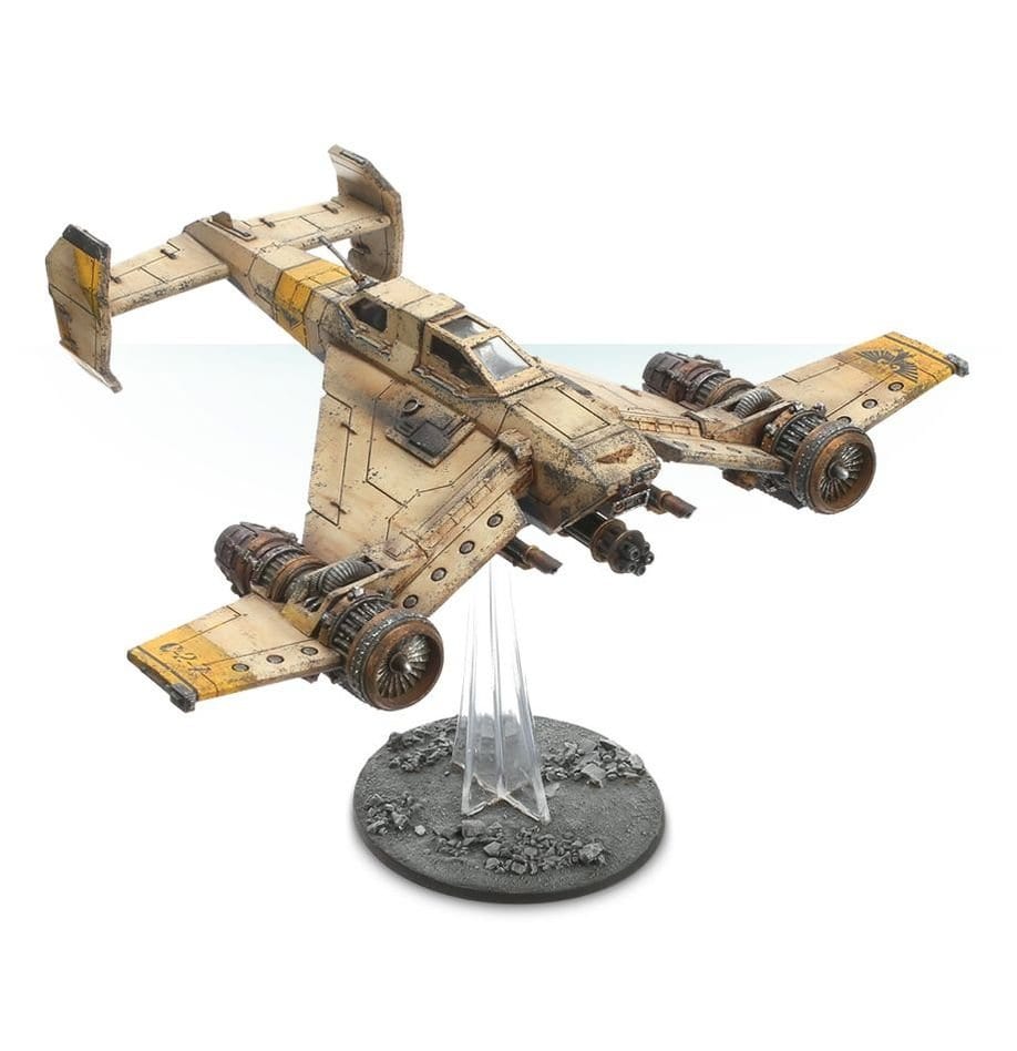 Imperial Navy Avenger Strike Fighter painted miniature on acrylic stand