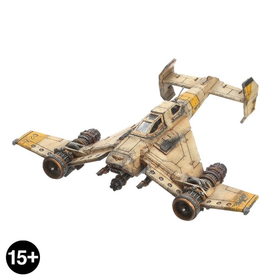 Warhammer Imperial Navy Avenger Strike Fighter miniature beige with yellow markings